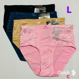 L - NWT 4 pieces Microfiber High Waist  Floral Lace Briefs